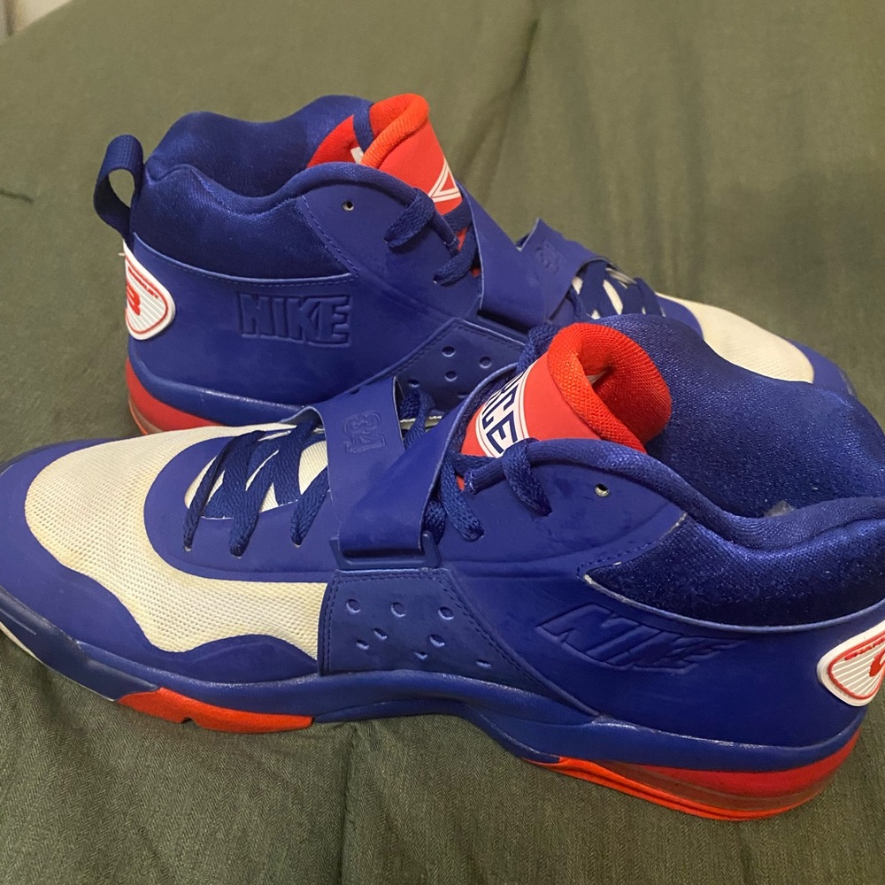 Nike Men’s Blue and White High-Top Basketball Shoes